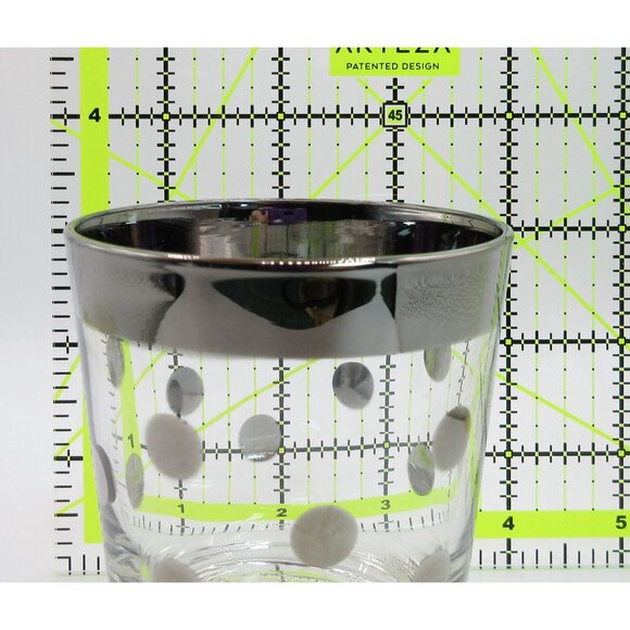 Vintage Mid Century Silver Polka Dot Old Fashioned Glasses Set of 6 Hollywood - Picture 8 of 8